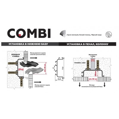 30641 Профиль для кухонных баз "C" COMBI 6 м/графит 